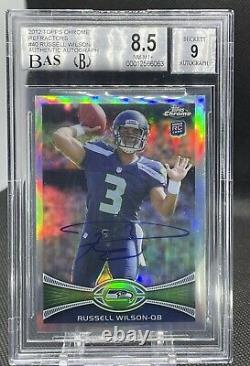 1/1 2012 Topps Chrome Refractor #40 Russell Wilson ROOKIE BGS AUTO 9 POP 1
