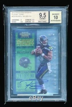 1/1 Bgs 9.5 Russell Wilson 2012 Panini Contenders Ticket Auto Jersey # 3/99 Gem