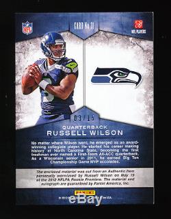 1/1 Russell Wilson 2012 Panini Momentum Rc Team Threads Auto Jersey Number 3/15