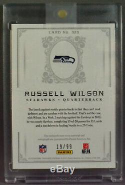 12 Panini National Treasures Russell Wilson RC ROOKIE JERSEY PATCH AUTO #19/99