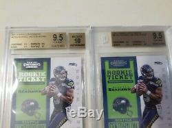 (2) Russell Wilson 2012 Panini Contenders Rookie Ticket Auto BGS 9.5 /550