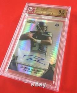 2012 Bowman Russell Wilson Prism Refractor /15 ROOKIE BGS 9.5 AUTO 10 1/1