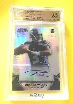 2012 Bowman Russell Wilson Prism Refractor /15 ROOKIE BGS 9.5 AUTO 10 1/1