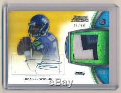 2012 Bowman Sterling Gold Refractors #BSARRW Russell Wilson Auto Jersey /66