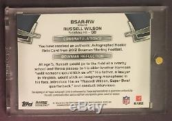 2012 Bowman Sterling RUSSELL WILSON 1/1 03/66 Gold Refractor Patch Auto RC