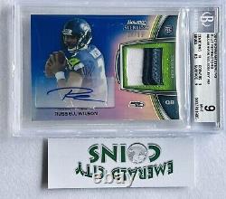 2012 Bowman Sterling Russell Wilson Blue Refractors 8/99 Rc Patch Auto Seahawks