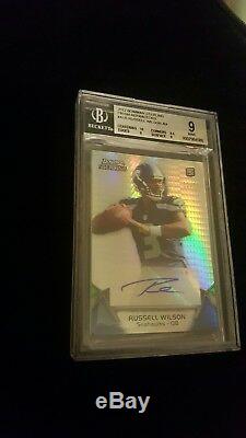 2012 Bowman Sterling Russell Wilson RC Auto Prism Refractor #12/15 BGS 9 AUTO 10