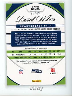 2012 Certified RUSSELL WILSON #346 Rookie Freshman Fabric Tri-Patch Auto RPA /49