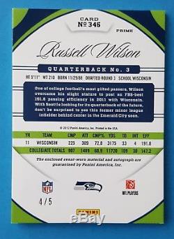 2012 Certified Russell Wilson Emerald Green Quad Patch Auto Rc /5