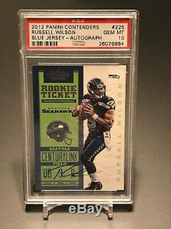 2012 Contenders #225 RUSSELL WILSON AUTO RC BLUE JERSEY PSA 10 Autograph Rookie