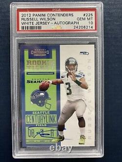 2012 Contenders #225 Russell Wilson RC Auto Variation White Jersey /25 PSA 10