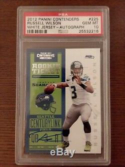 2012 Contenders RPS Russell Wilson White Jersey Gem Mint 10 Rookie Auto