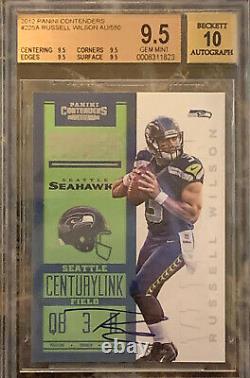 2012 Contenders Russell Wilson ROOKIE RC AUTO #225 BGS 9.5 GEM MT Quad 9.5