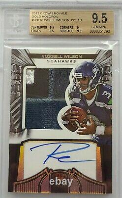 2012 Crown Royale Russell Wilson Patch Auto Bgs 9.5 7/99 Seahawks Rookie