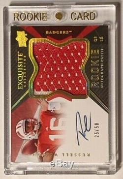 2012 Exquisite Russell Wilson #127 Rookie Gold Holofoil Patch Auto Rare Rc 25/50