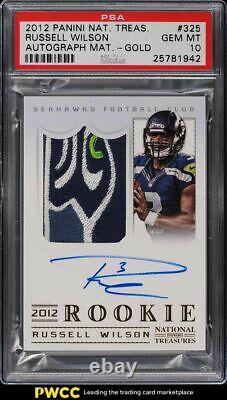 2012 National Treasures Gold Russell Wilson ROOKIE RC PATCH AUTO /49 #325 PSA 10