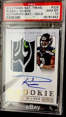 2012 National Treasures Gold Russell Wilson Rookie Auto Patch /49 PSA 10