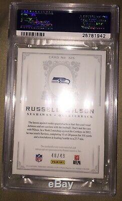 2012 National Treasures Gold Russell Wilson Rookie Auto Patch /49 PSA 10
