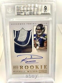 2012 National Treasures Gold Russell Wilson Rookie Patch Auto RPA /49 BGS 9 #325