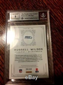 2012 National Treasures Russell Wilson #30/49 Gold Logo Patch Auto Rc Bgs 8.5