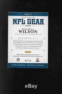 2012 National Treasures Russell Wilson Auto Quad Relic Rookie Card 1/15