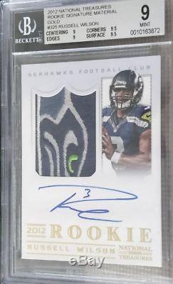 2012 National Treasures Russell Wilson RC Auto Patch #33/49 Seahawks BGS 9 Mint