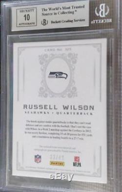 2012 National Treasures Russell Wilson RC Auto Patch #33/49 Seahawks BGS 9 Mint