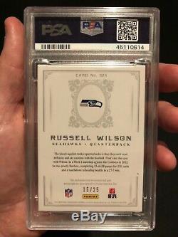 2012 National Treasures Russell Wilson ROOKIE AUTO PATCH BLACK SP #15/25 PSA 9