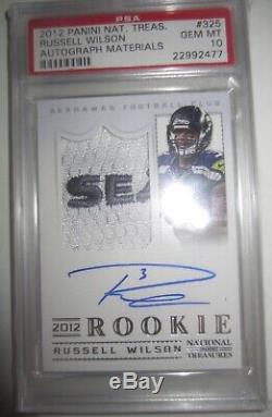 2012 National Treasures Russell Wilson Rookie Rc Auto Patch /99 Psa 10