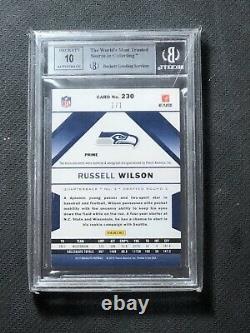 2012 PANINI ABSOLUTE RUSSELL WILSON ROOKIE PREMIERE AUTO TAG PATCH #ed 1/1 BGS 9