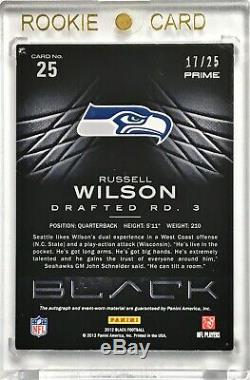 2012 Panini Black RUSSELL WILSON /25 Silver 3 Color Rookie Patch Auto Gold Ink