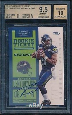 2012 Panini Contenders #225A Russell Wilson RC Rookie Ticket Auto BGS 9.5/10
