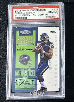 2012 Panini Contenders Rookie Ticket Blue Russell Wilson Seahawks RC AUTO PSA 10