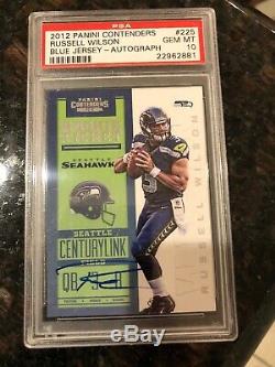 2012 Panini Contenders Russell Wilson Auto RC Rookie Ticket # 225 PSA 10