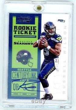 2012 Panini Contenders Russell Wilson On Card Rookie RC Auto Broncos NFL #225