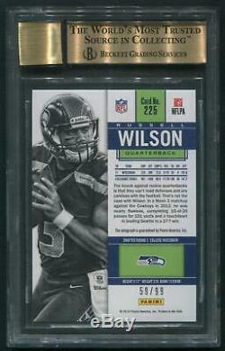 2012 Panini Contenders Russell Wilson Rookie Playoff Ticket Auto #59/99 BGS 9.5