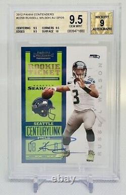 2012 Panini Contenders Russell Wilson Rookie Ticket Auto White Jersey BGS 9.5