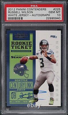 2012 Panini Contenders White Jersey Russell Wilson ROOKIE RC AUTO #225 PSA 10