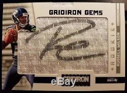 2012 Panini Gridiron Gems #320 RUSSELL WILSON Pull-Out Jersey Relic RC Auto /299
