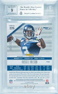 2012 Panini Limited #225 Russell Wilson Silver Patch Rpa Auto #/299 Bgs 9