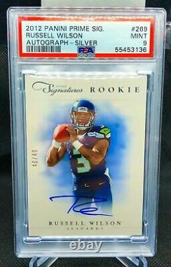 2012 Panini Prime Signatures Silver Russell Wilson ROOKIE AUTO /49 #269 PSA 9