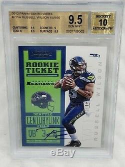 2012 Playoff Contenders Russell Wilson Rookie Ticket Auto (bgs Gem Mint 9.5, 10)
