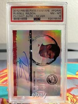 2012 Press Pass Paydirt Russell Wilson Seahawks RC Rookie Auto /99. PSA 8