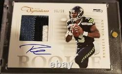 2012 Prime Signatures Russell Wilson 3 Clr Patch On Card Auto Rc #'d 96/99 Mvp