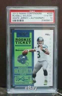 2012 RUSSELL WILSON CONTENDERS ROOKIE WHITE JERSEY PSA 10 AUTO Population 80