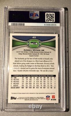2012 RUSSELL WILSON Topps Chrome Refractor 40B Variation SP RC AUTO PSA 7 Pop 1