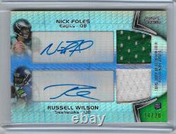 2012 Russell Wilson 14/20 Bowman Sterling Prism Refractor Auto Jersey Swatch Rc