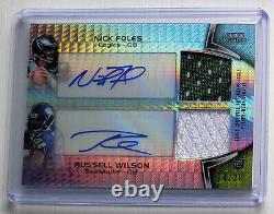 2012 Russell Wilson 14/20 Bowman Sterling Prism Refractor Auto Jersey Swatch Rc