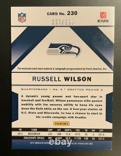 2012 Russell Wilson Absolute NFL Jersey On Card Auto RC #267/299