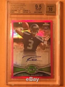 2012 Russell Wilson Auto RC BGS 9.5/ 10 Topps Chrome Pink Refractor #/75